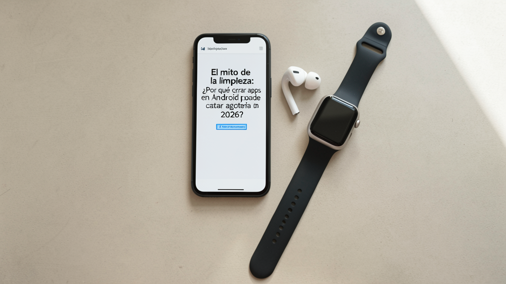 Imagen editorial que ilustra El mito de la limpieza: ¿Por qué cerrar apps en Android puede agotar tu batería en 2026?